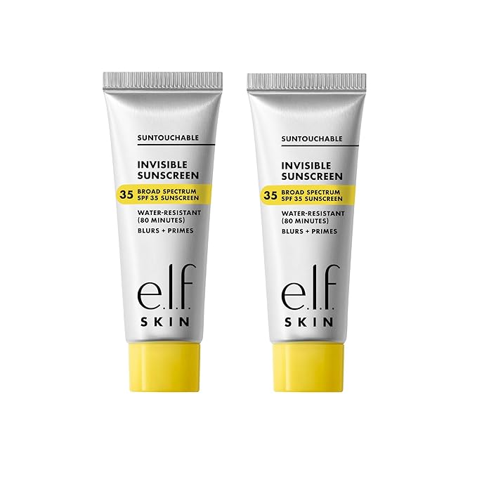e.l.f. SKIN Suntouchable Invisible SPF 35 Mini, Lightweight, Gel-based Sunscreen For A Smooth Complexion, Doubles As A Makeup Primer, Vegan & Cruelty-Free (Pack of 2)