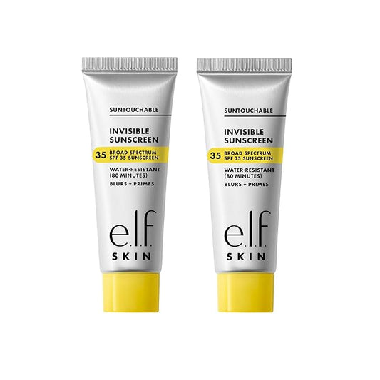 e.l.f. SKIN Suntouchable Invisible SPF 35 Mini, Lightweight, Gel-based Sunscreen For A Smooth Complexion, Doubles As A Makeup Primer, Vegan & Cruelty-Free (Pack of 2)