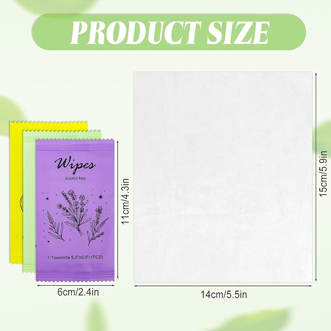 Individual Hand Wipes Wet Wipes Travel Size,Wet Wipes Individually Wrapped | 300PCS Bulk Cleansing Travel Size Wipes for Wedding Travel Restaurant Barbecue(Mint,Lemon,Lavender)