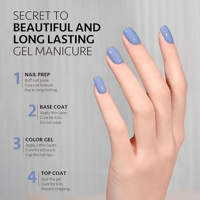 GAOY Blue Gel Nail Polish, 16ml Soak Off Gel Polish, UV Light Cure for Nail Art DIY Manicure at Home, 2025 Serenity Blue