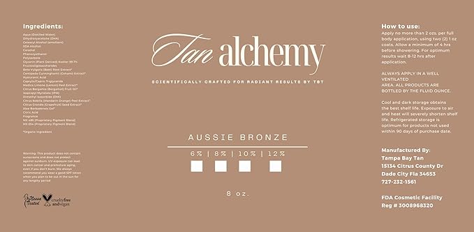 Tan Alchemy, Aussie Bronze 8 oz of 12% Dark DHA Sunless Airbrush Spray Tanning Solution