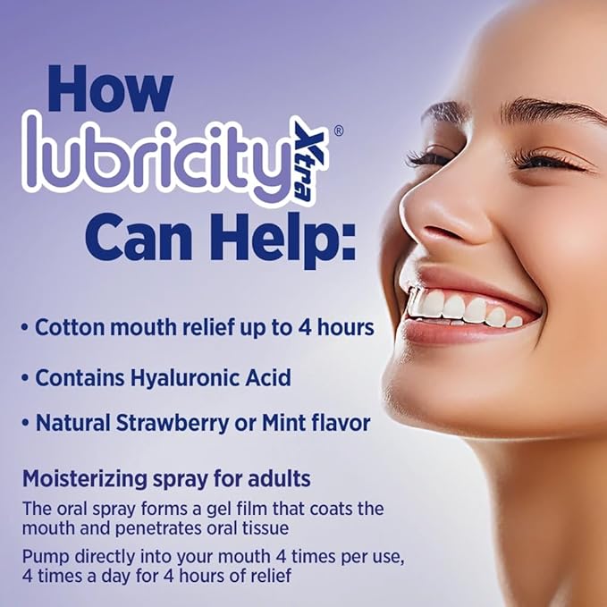 Lubricity Xtra Moisturizer Oral Spray - Advanced Formula - Hyaluronic Acid and Xylitol, Saliva Substitute Oral Spray, The Most Satisfactory Solution in Dry Mouth Products (0.5 Fl. Oz., Mint)