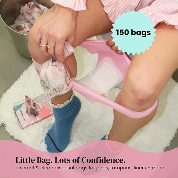 Scensibles Personal Care Disposal Bags (150 Count, Pack of 3) - for Tampons, Pads, Liners, Condoms & More - Discreet, Hygienic & Odor-Reducing Disposal Solution