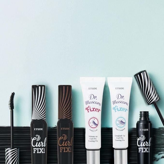 ETUDE Dr. Mascara Fixer For Super Long Lash, Korean Mascara Primer, Natural Extension, Lengthening, Smudge-Proof, Korean Makeup, Beauty, Micro Black Fiber Formula (0.203 Fl Oz)