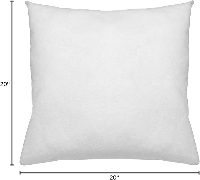 Digital Decor Decorative Throw Pillow Insert 20x20, Soft Hypoallergenic Down Alternative Cushion Form for Couch, Sofa & Bedroom Décor, Made in USA Square Pillow Insert, White, 1 Pack