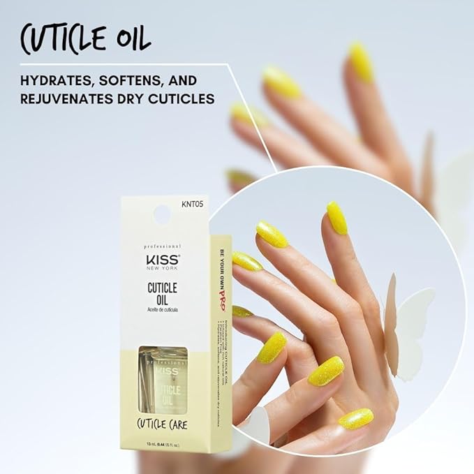 KISS NEW YORK Nail and Cuticle Oil, Infused with Natural Oils, Cuticle Care for Dry, Damaged Cuticles, Made in Korea