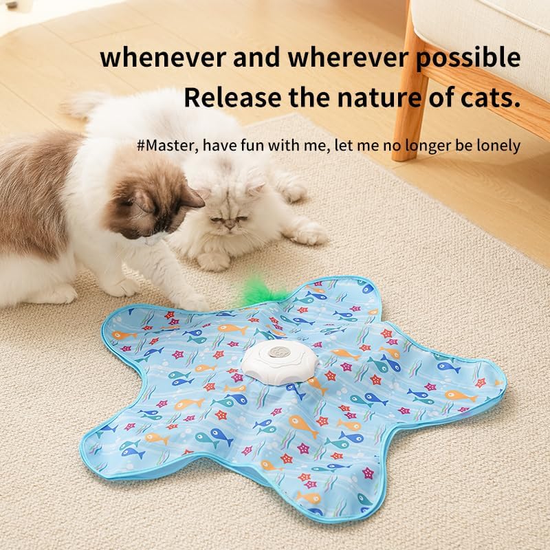 Rechargeable Automatic Cat Toy, 3-Mode Touch-Activated Interactive Toy with Random Motion, Concealed Feather & Squeaky Sound for Indoor Cats & Kittens (Yellow)
