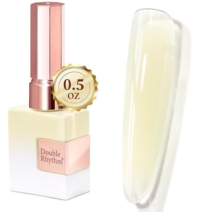 Double Rhythm 0.5 Oz Jelly Gel Polish Same Color Same Bottle Sheer Neutral Natural Light Milky Pastel 15ML Translucent Polish Art DIY at Home (Milky Beige-A1790)
