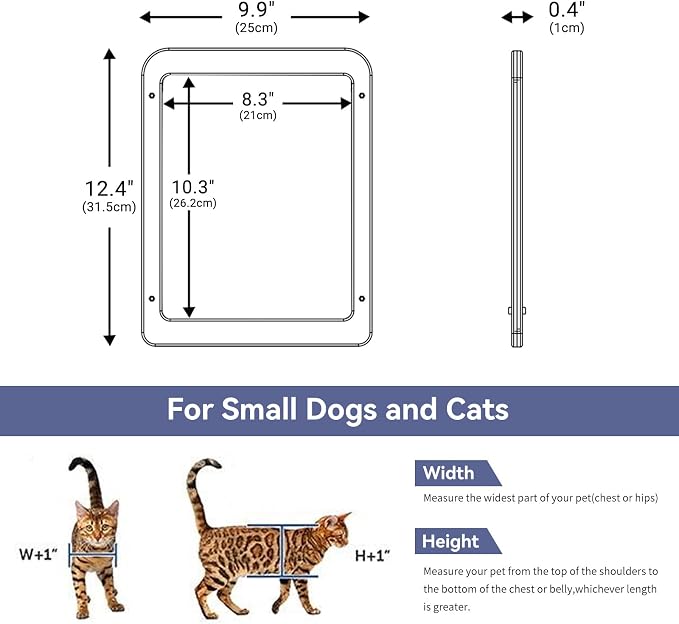 LESYPET Cat Screen Door, Inside Flap 10.3 x 8.3 Inches, Magnetic Self Closing, Cat Door for Screen Doors Sliding Doors, Flap Lockable, Black