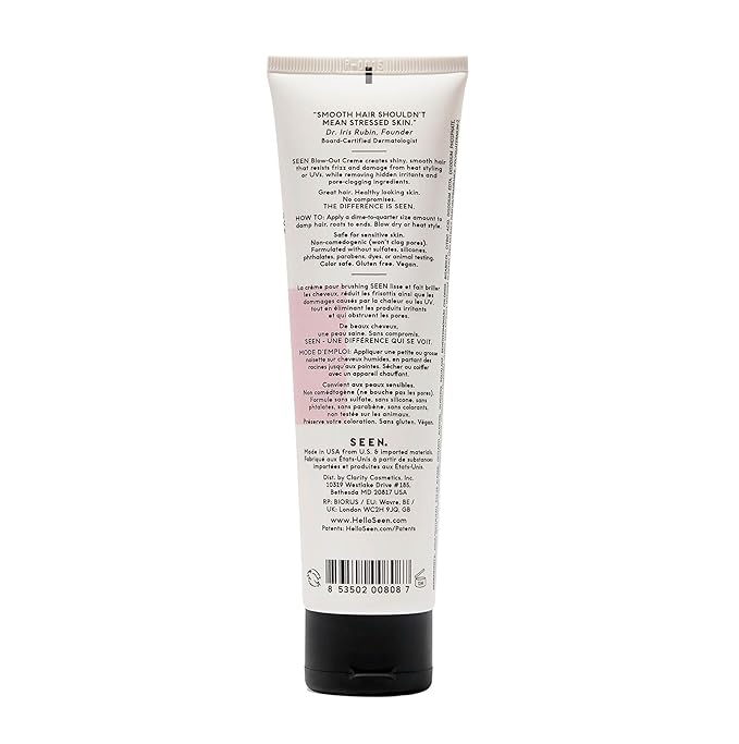 SEEN - Blow-Out Creme - Scented - Non-Comedogenic & Blow Out Hair Cream- Reduces Frizz- Heat Protectant- Safe for Sensitive & Acne Prone Skin