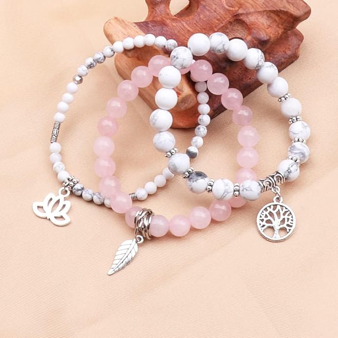 UEUC Tree of Life Yoga Healing Stone Bracelets,Multilayer Lotus Chakra Stone Reiki Bracelet Sets,Anxiety Crystal Natural Stone,for Women Stress Relief