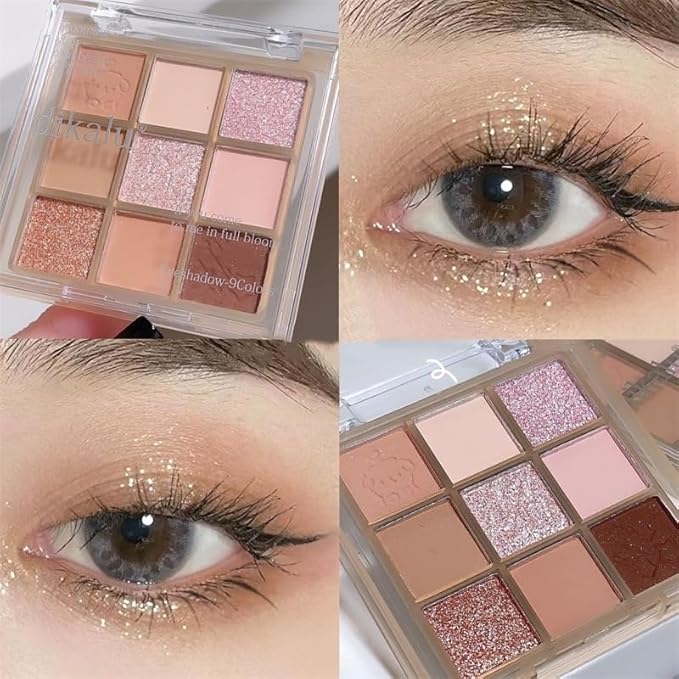 Kayswang 9 Colors Glitter Eyeshadow Makeup Palette, Eye Shadow Powder，Matte High Pigmented Colorful,Creamy Texture, Long LastingEyeshadow Powder Cosmetics,Natural Waterproof (18#)