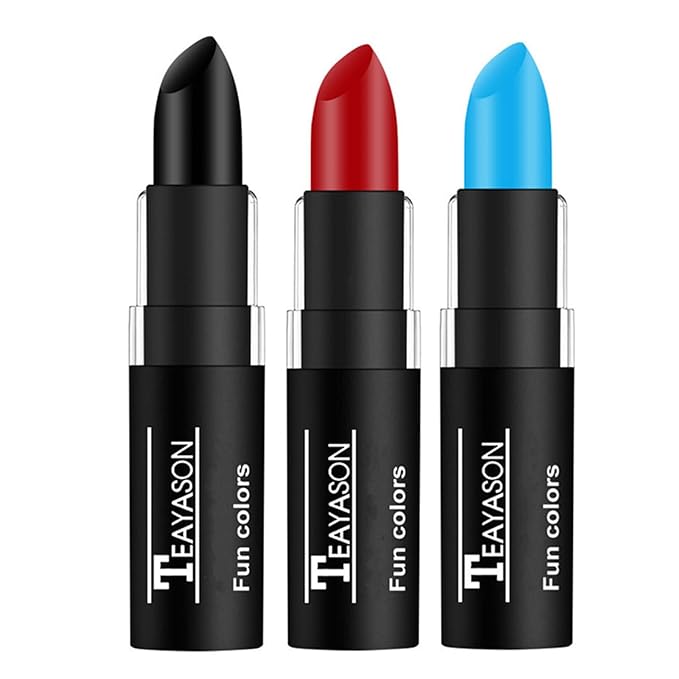 Go Ho 3 PCS Red Black and Blue Cream-Blendable Stick - 3 Colors Eye Black Face Paint for Softball/Baseball,Safe Facepaint Nose&Lip Smacking for Halloween SFX Makeup