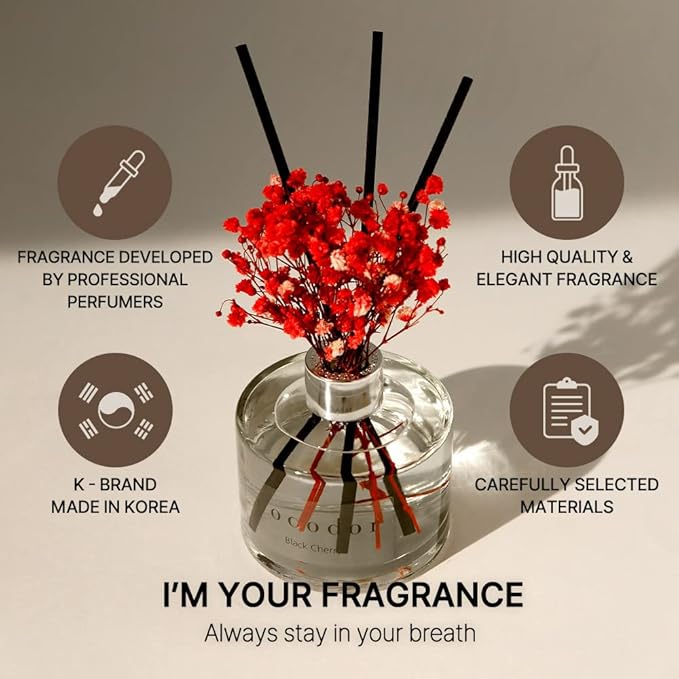COCODOR Flower Reed Diffuser Set / 6.7oz / Lovely Peony/Scent Diffuser with Sticks Home Fragrance Reed Diffuser for Bathroom Shelf Decor for Women