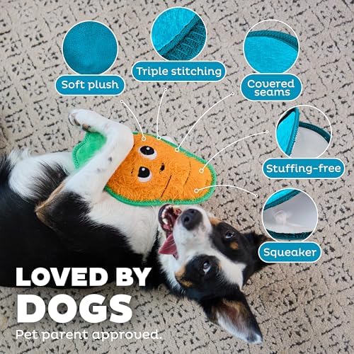 Outward Hound Tough Skinz Durable Chew Plush Squeaky Dog Toy, Carrot, 9.8"