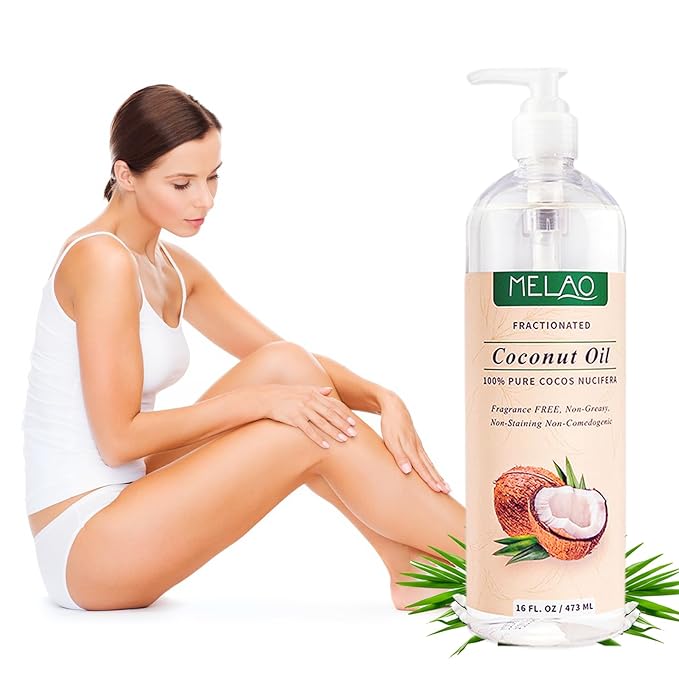 Coconut Oil for Skin Natural Fractionated Coconut Oil Massage Oil for Hair Body Hydrating Non-Greasy Lightweight Fast Absorbing Skin Care for SPA Massage Therapy Dry Skin Relief 473ml/16 fl.oz Elitzia