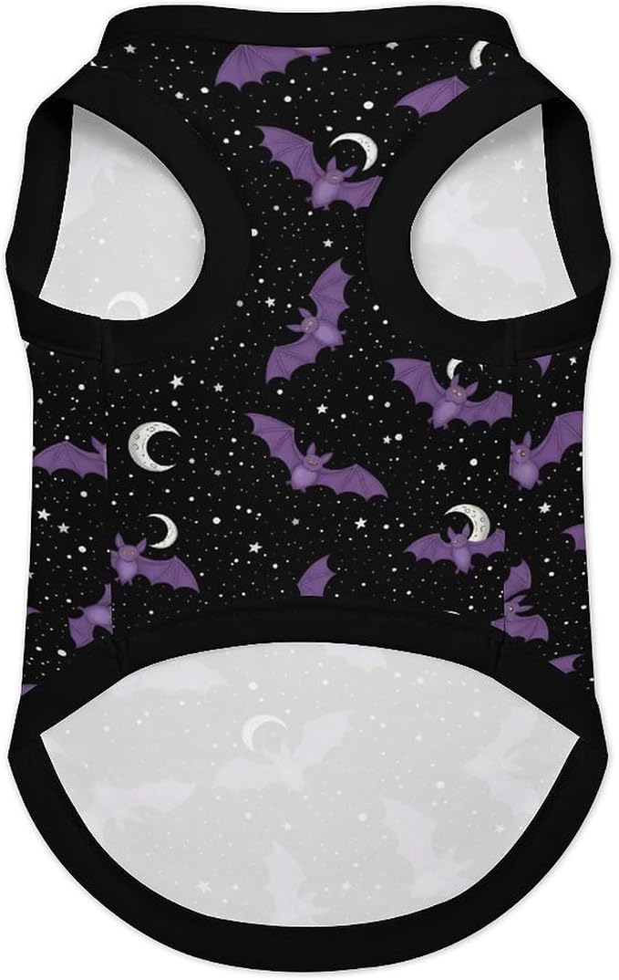 Halloween Pet Vest Purple Bat Pet Shirts X-Small | moon Stars Dog Shirt Vest cute pet Sleeveless Vests Ice Silk Dog T-Shirts holiday Dog Clothes Halloween Canine Wear