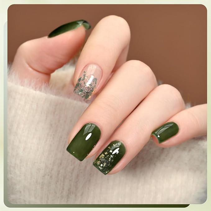 GAOY Jelly Gel Nail Polish, 16ml Sheer Green Translucent Soak Off Gel Polish, UV Light Cure for Nail Art DIY, 2138 Everglade Green