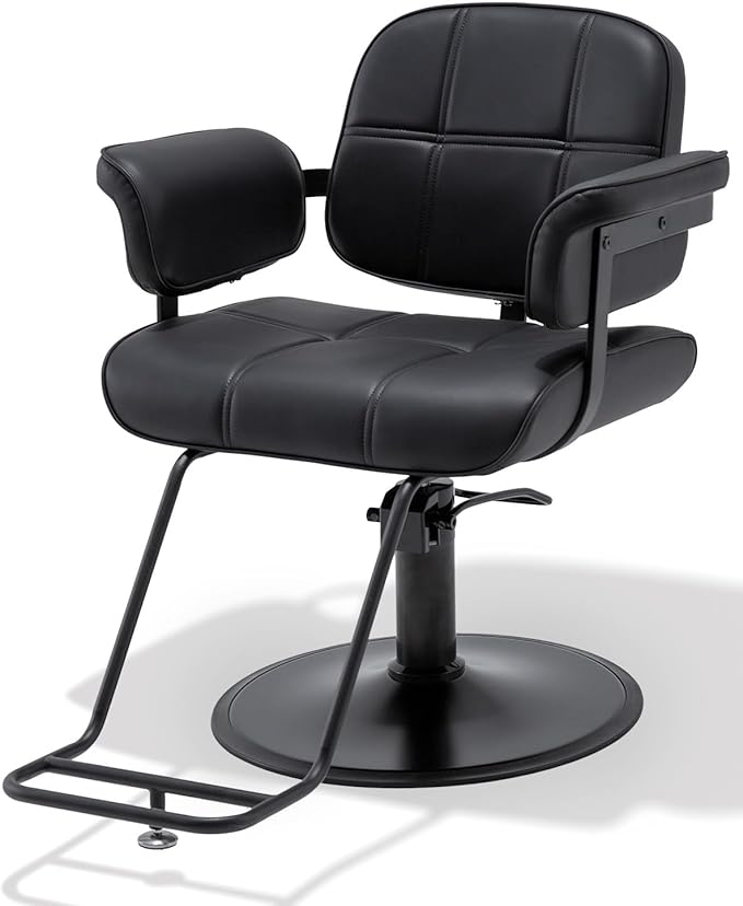 Barber Salon Chair Extra-Wide Seat Hair Salon Chair Hydraulic Pump Barber Chair, 360° Swivel Height Adjustable Styling Chair Spa Beauty Equipment for Hair Stylists, Tattoo Artists, Cosmetologists