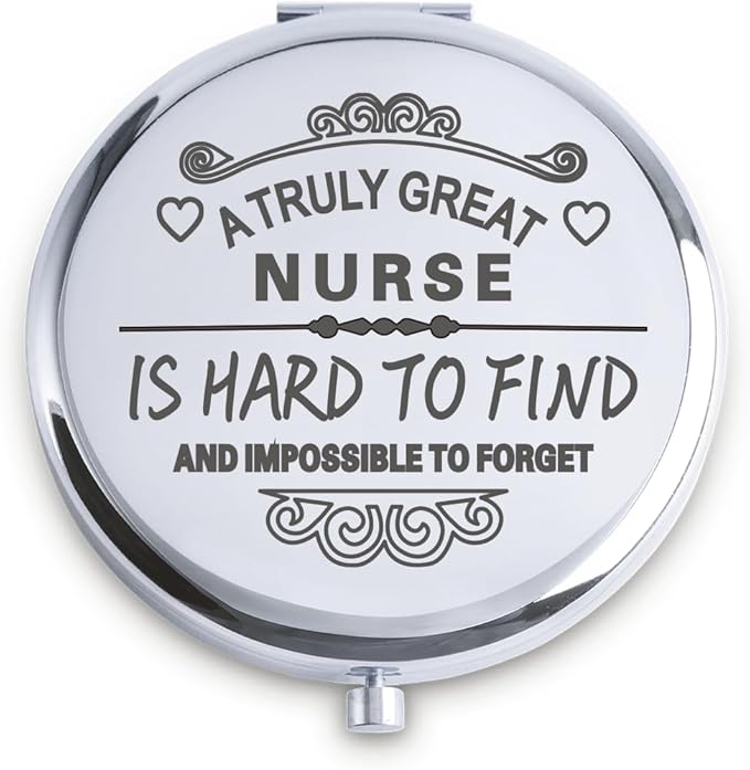 QUSTGO Nurse Appreciation Gifts for Women, Thank You Gifts for Nurse, Personalized Compact Mirror, Goodie Bag & Basket Stuffers for Valentines Day