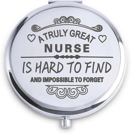 QUSTGO Nurse Appreciation Gifts for Women, Thank You Gifts for Nurse, Personalized Compact Mirror, Goodie Bag & Basket Stuffers for Valentines Day