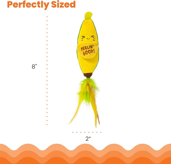 Catstages Kicker Peelin' Good Banana Dental Cat Toy with Catnip, 8"