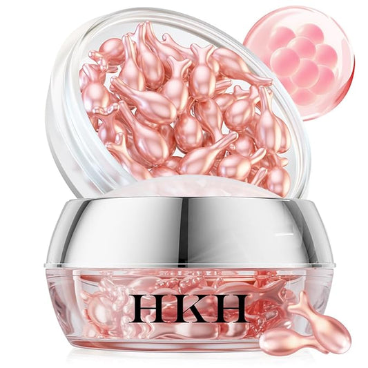 HKH Retinol Serum for Face - Anti Wrinkle Facial Serum with Vitamin C & Vitamin E, Vit A Capsule with Collagen for Women, Reduces Fine Lines, Firming Skin, Moisturise, Travel Friendly (38 ct)