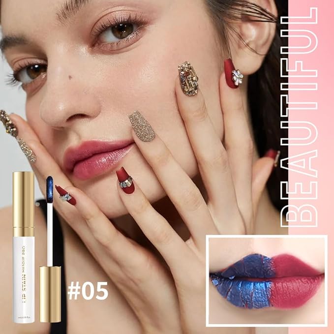 Lip Stain - Wipe-Off &Peel Off Lip Color | Waterproof, Long Lasting, Transfer-Resistant, Smudge-Proof Lip Tint | Easy Wipe Finish, High Pigment | All-Day Vibrant Kiss-Proof Lip Stain, 05#+09#