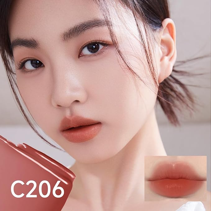 CARSLAN Hydrating Lip Serum Cream, Longlasting Moisturizing, Lightweight Lip Gloss, Semi-Matte Lipstick with Vitamin E, Crithmum Maritimum Essential oil, C206