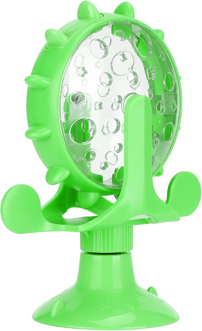 VINGVO Cat Treat Dispenser Toy, Interactive Cat Feeder 360 Degree Rotating Windmill Leaking Food Toy for Indoor Cats with Suction Cup Cat Camera Treat Dispenser Cat Treat Dispenser Toy