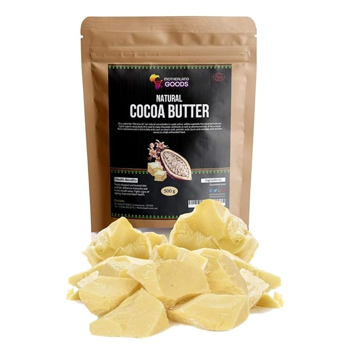 Natural Cocoa Butter Chunks - Organic & Raw Unrefined Body Moisturizer for Sensitive Skin, Anti-Aging, Scars & Eczema Relief - Premium Raw Butter From Ghana (8 LBs)