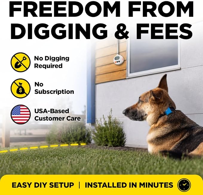 Dogtra SMART Fence Wireless Electric Dog Fence System - No Subscription, 2-Tier Alarm & App Alerts, No-Dig Up to 3/4 Acre, Tone/Vibration/Static, IPX9K Waterproof, Safe Portable Freedom Pets 35 lbs+