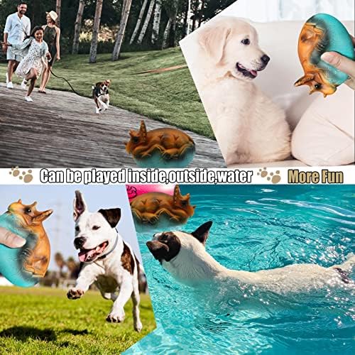 Squeaky Latex Dog Toys,Cute Dinosaur Egg Dog Squeaky Chew Toys for Training,Fetch Interactive Play for Small Medium Large Dogs,5.5inch