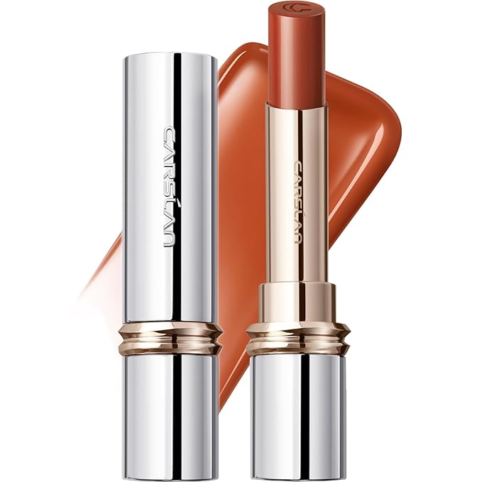 CARSLAN Flood Kissed Lipstick, Hydrating Lip Color Makeup, Natural Lip Gloss Finish with Hyaluronic Acid Formula, Shiny, Smooth, W02