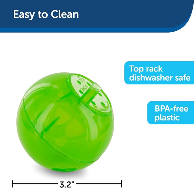 PetSafe Slimcat Feeder Ball Cat Toy, Green | Interactive Puzzle Game for Your Cat, Adjustable Openings Control Portion & Feed Speed, Slows Fast Eaters, Improve Digestion