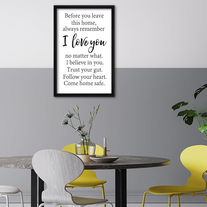 RLWangChao Before You Leave This Home Wall Decor Art, 24"X16", Black | I Love You Sign, Inspirational Quotes, Family Entryway, Wood Framed Wall Hanging