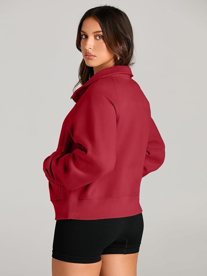 AUTOMET Womens Sweatshirts Half Zip Fleece Pullover Fall Outfits | Fall Fashion Clothes 2026,Cropped Sweatshirts,Cute Y2k Tops,Quarter Zipper Sweater,Winter Loungwear Outfits