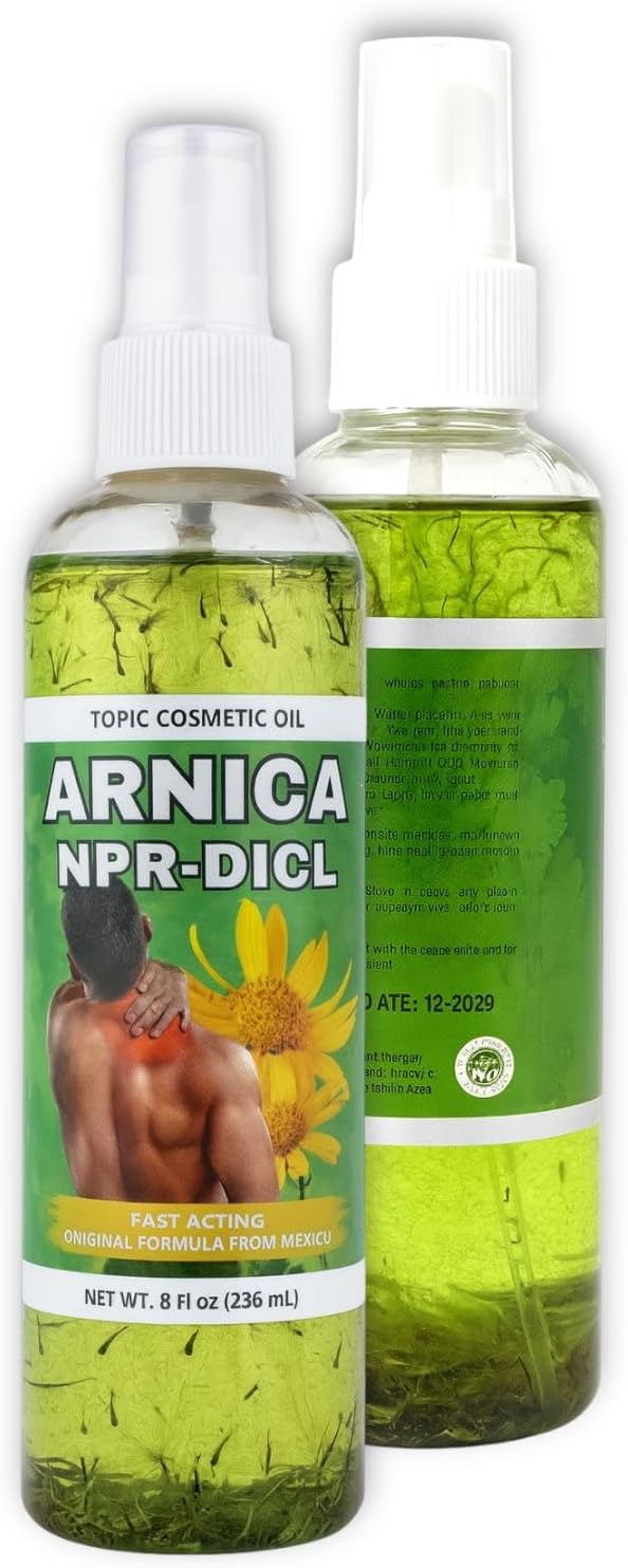 Arnica Massage Oil - 8 oz (236ML) - Aceite con Arnica - Moisturizing, Infused with Real Botanicals - Body Care Cosmetic Comfort Moisturize Moisturizer