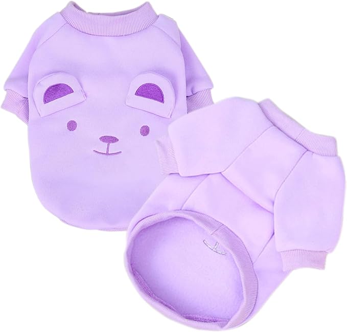 Purple Cute Dog Sweater Soft Winter Clothes for Small Dogs, S | Classic Purple Knit Pullover, Fall Winter Outfit, Elastic Cuffs, Holiday Party Matching, Machine Washable Sweatshirt for Pets