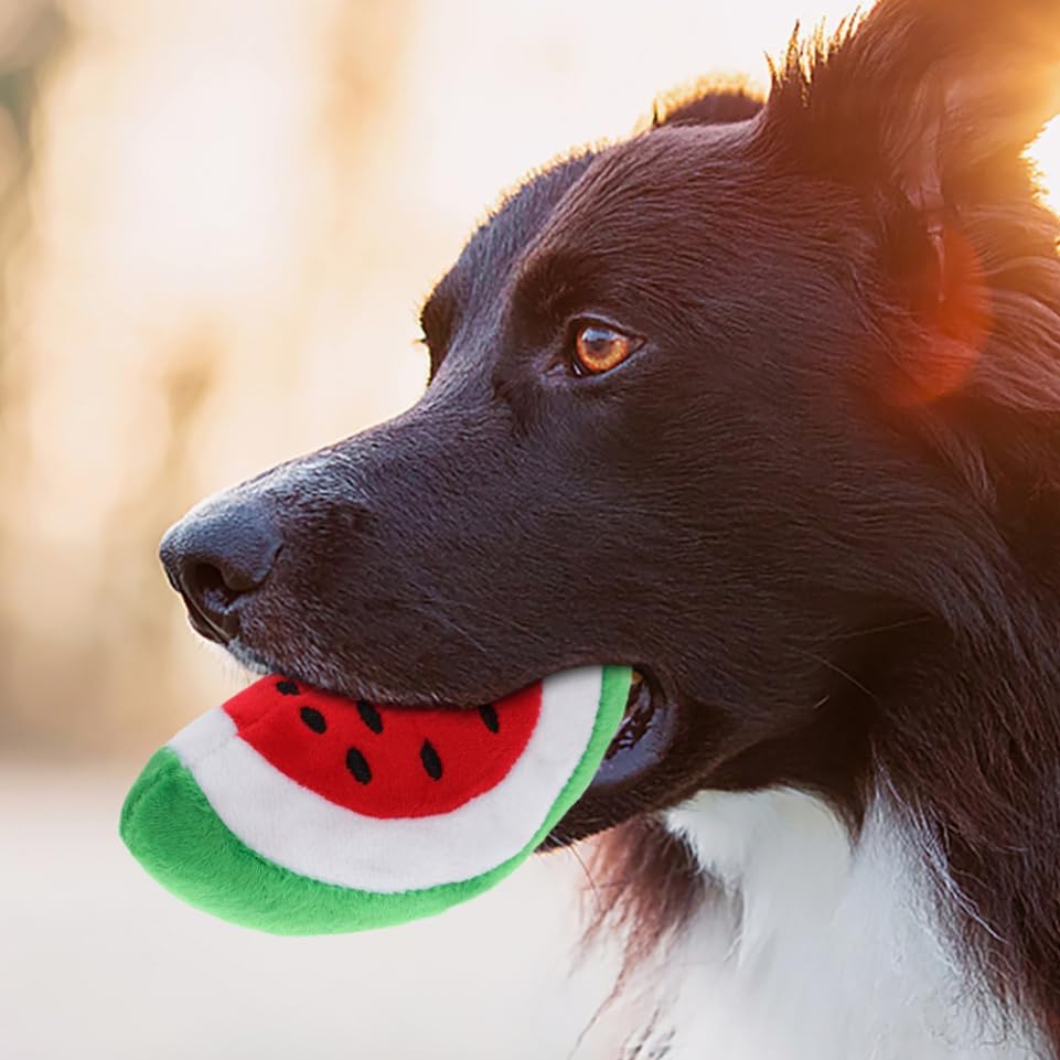 Milisten 4pcs Squeaky Dog Chew Toy Interactive Watermelon Molar Toy for Dogs Encourages Healthy Chewing and Keeps Pets Engaged for Teething Puppies and Playtime