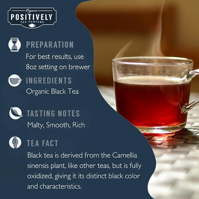 Organic Positively Tea Company, Organic Black Tea, K-Cup Compatible, 24 Pods