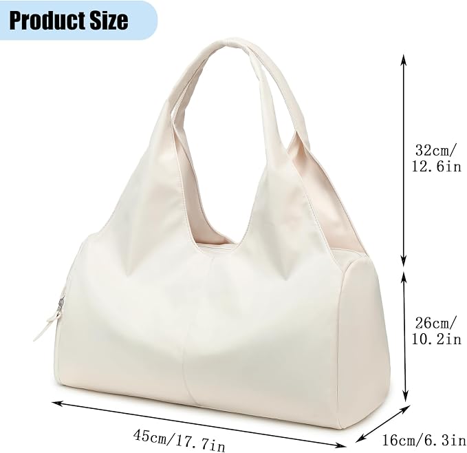 forestfish Yoga Gym Bag for Women with Shoes Compartment & Wet Dry Storage Pockets Lightweight Duffel Bag, Beige