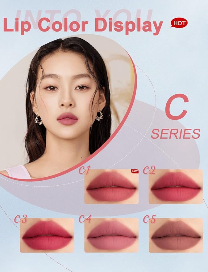 INTO YOU Matte Lipstick, Super Stay Lipstick for Women, Lip Stain Long Lasting Waterproof, Lip Mud Soft Lightweight, Smooth Lip Clay Mousse, Dual-Use For Lips And Cheek, Pink Lipstick (C4)