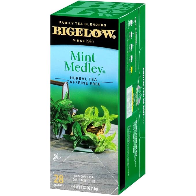 Bigelow Mint Medley Herbal Tea Bags 28-Count Box (Pack of 1) Mint Tea Bags Peppermint & Spearmint Herbal Tea All Natural Gluten Free
