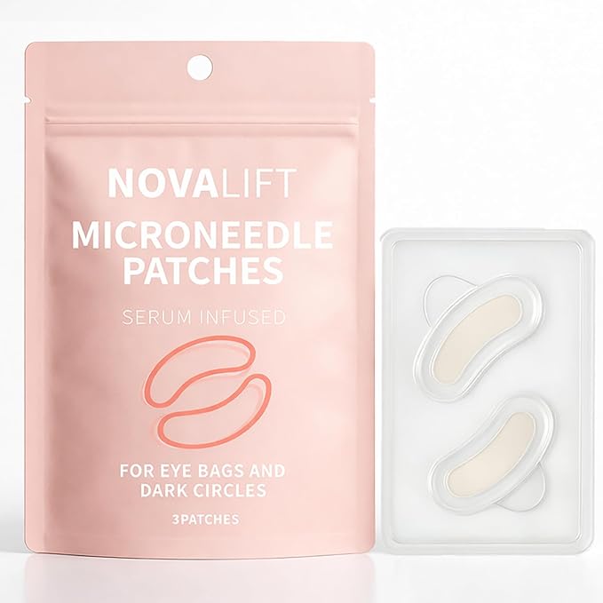 NOVALIFT Micro Eye Patches – Under Eye Patch with Hyaluronic Acid & Collagen for Dark Circles, Smooth Application Forehead & Smile Line Patches for Women (1)