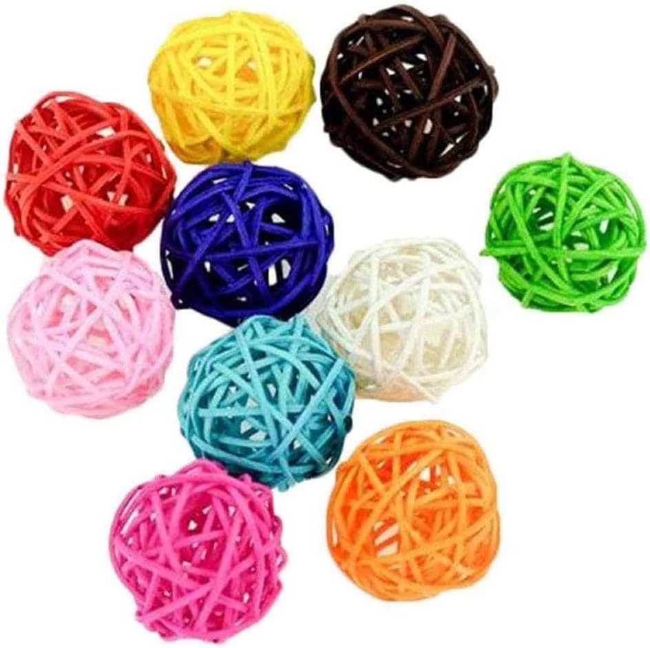 10 Pcs Colorful Parrot Rattan Ball Toy, Parrot Toy Ball Bird Training Toy Interactive Bird Ball Toy Rattan Parrot Toy Bird Supplies