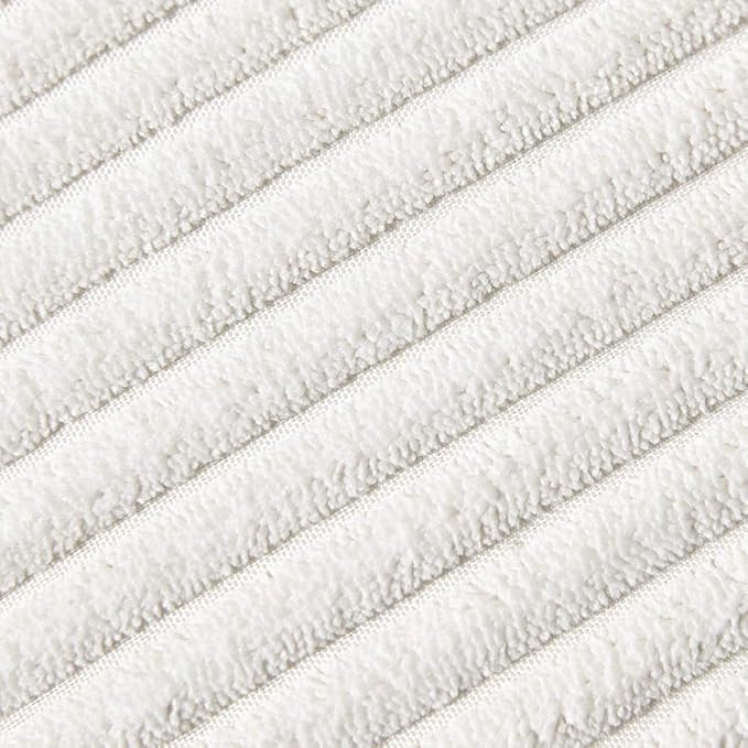 Fancy Homi 2 packs Cream White Boho Decorative Throw Pillow Covers with Pom-poms, Soft Corduroy Solid Square Cushion Cases Set for Living Room Couch Sofa Bedroom Car (14x24 Inch/35x60 cm, Cream White)