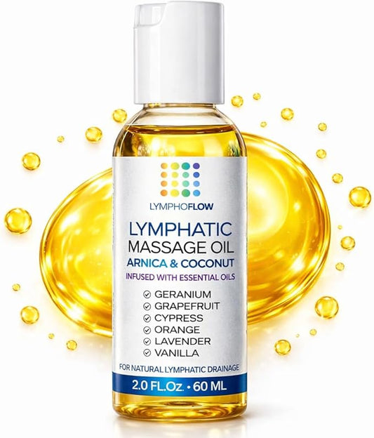 Lymphatic Drainage Massage Oi for Massage Therapy - Arnica and Coconut Oil for Manual Lymph Drainage & Post Surgery Recovery for Liposuction, 360 Lipo, BBL,Tummy Tuck, Lymphedema, Lipo Foam-2.0 oz