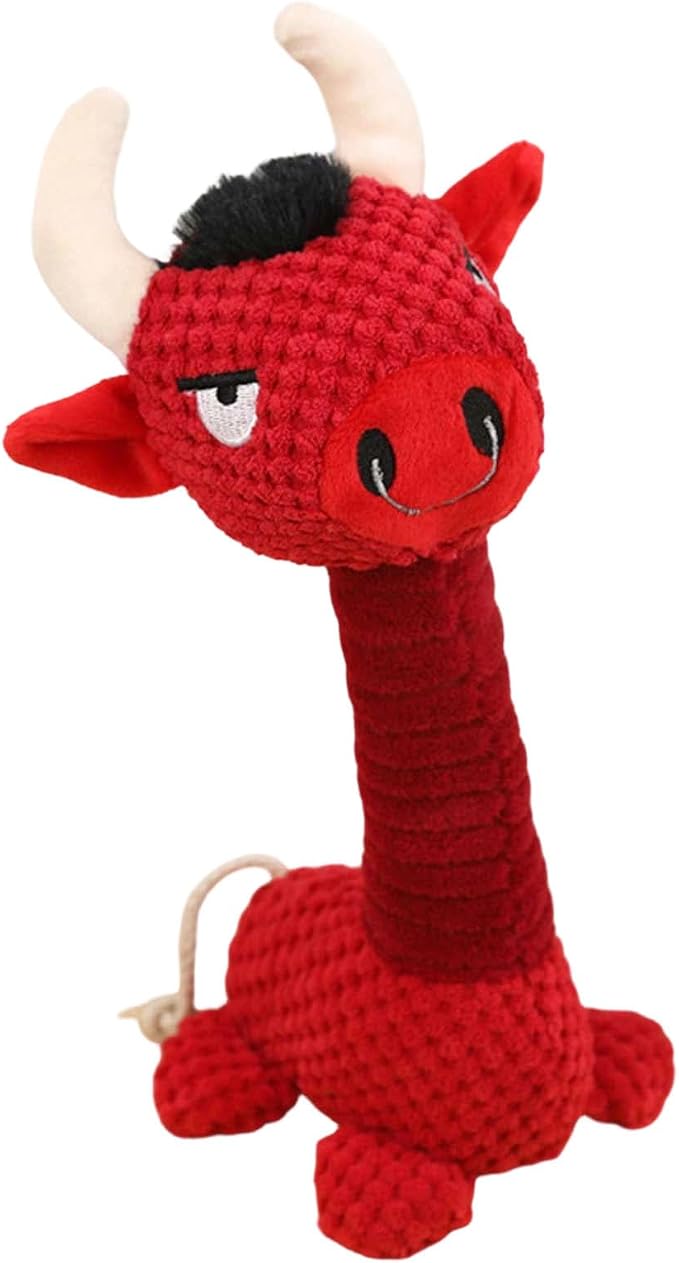 Squeaky Plush Dog Toys, Cute Animal Pet Toy for Small Dogs, Steer