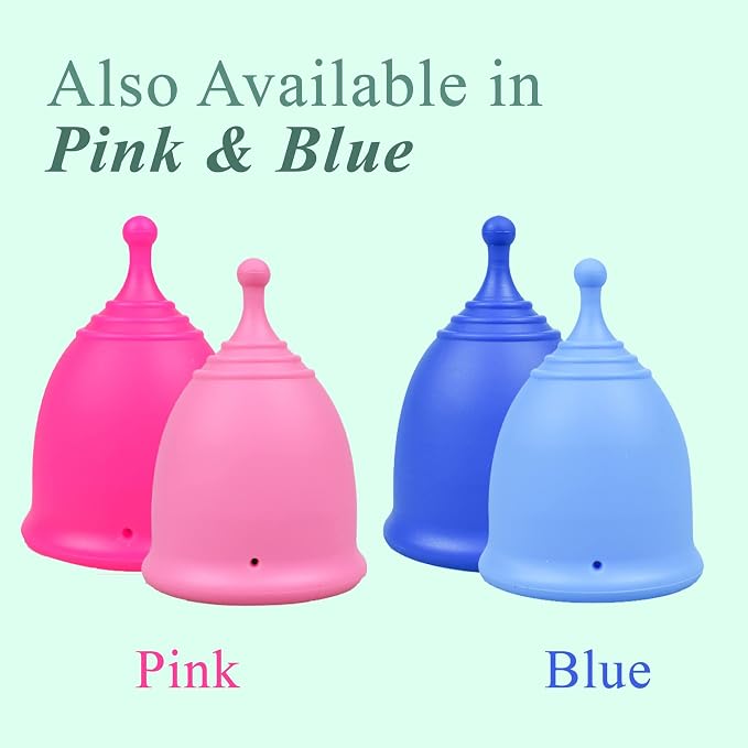 SHORDY Reusable Menstrual Cups (Large) Set of 2 with Mini Box, Medical Grade Silicone, Coupe Menstruelle, Safe Period Cup, Heavy Flow Kit, Feminine Hygiene, Tampons, Pads & Disc Alternative (Green)